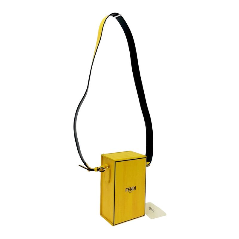 Fendi Leather Box Shoulder Bag Yellow