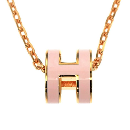 Hermes Necklace Pop Mini Pendant Rose Dragee Pink Gold