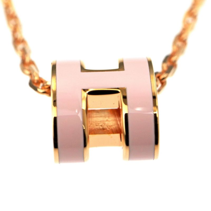 Hermes Necklace Pop Mini Pendant Rose Dragee Pink Gold
