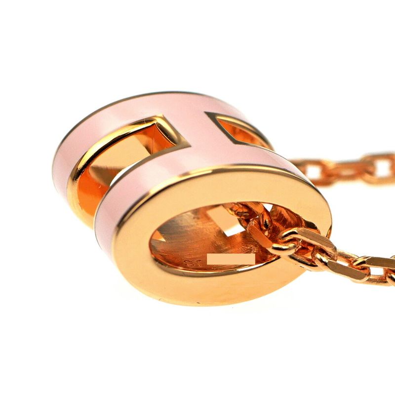 Hermes Necklace Pop Mini Pendant Rose Dragee Pink Gold