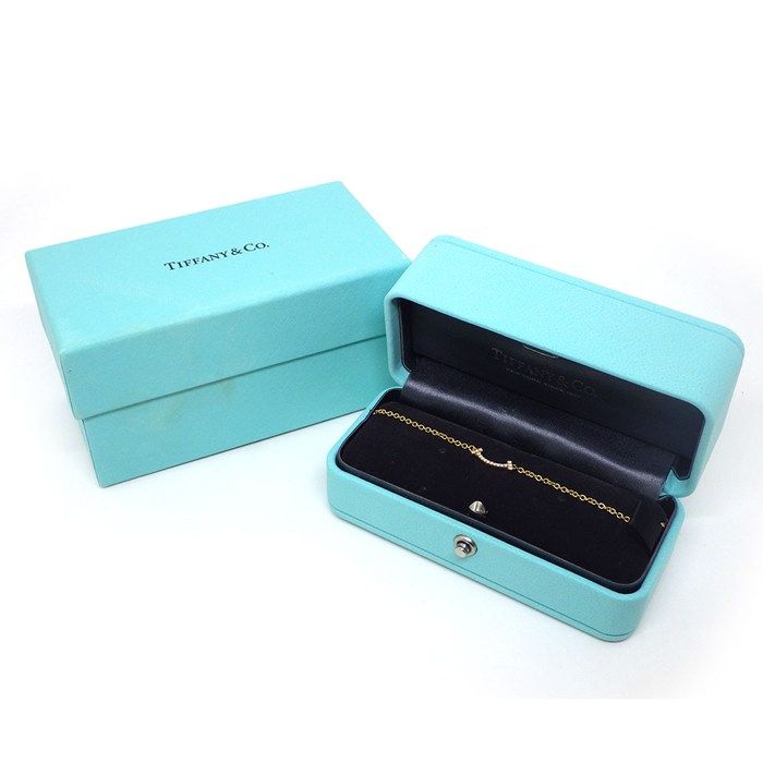 Tiffany & Co Bracelet T Smile Mini Diamond Total 18k Yellow Gold