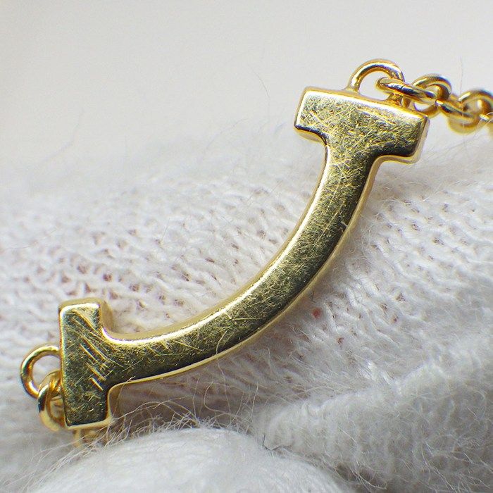 Tiffany & Co Bracelet T Smile Mini Diamond Total 18k Yellow Gold