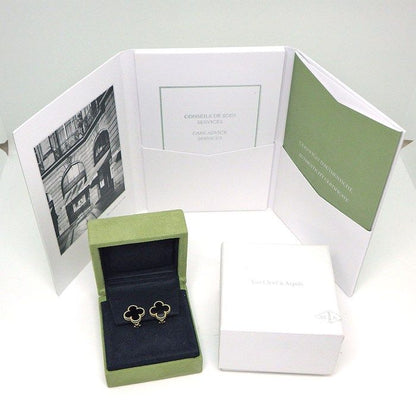 Van Cleef & Arpels Earrings Vintage Alhambra Onyx 18k Yellow Gold