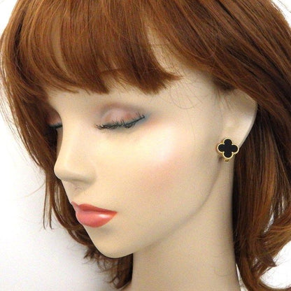 Van Cleef & Arpels Earrings Vintage Alhambra Onyx 18k Yellow Gold