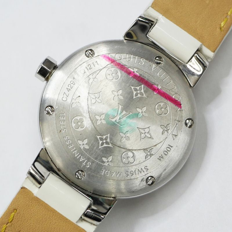 Louis Vuitton Tambour Date Brown Dial Stainless Steel Quartz Watch