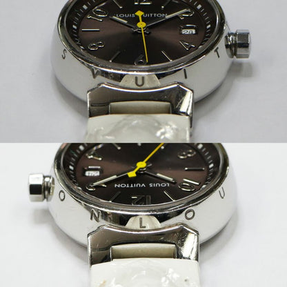 Louis Vuitton Tambour Date Brown Dial Stainless Steel Quartz Watch