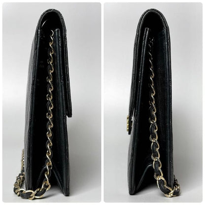 Chanel Quilted Chain Shoulder Bag Black Lambskin