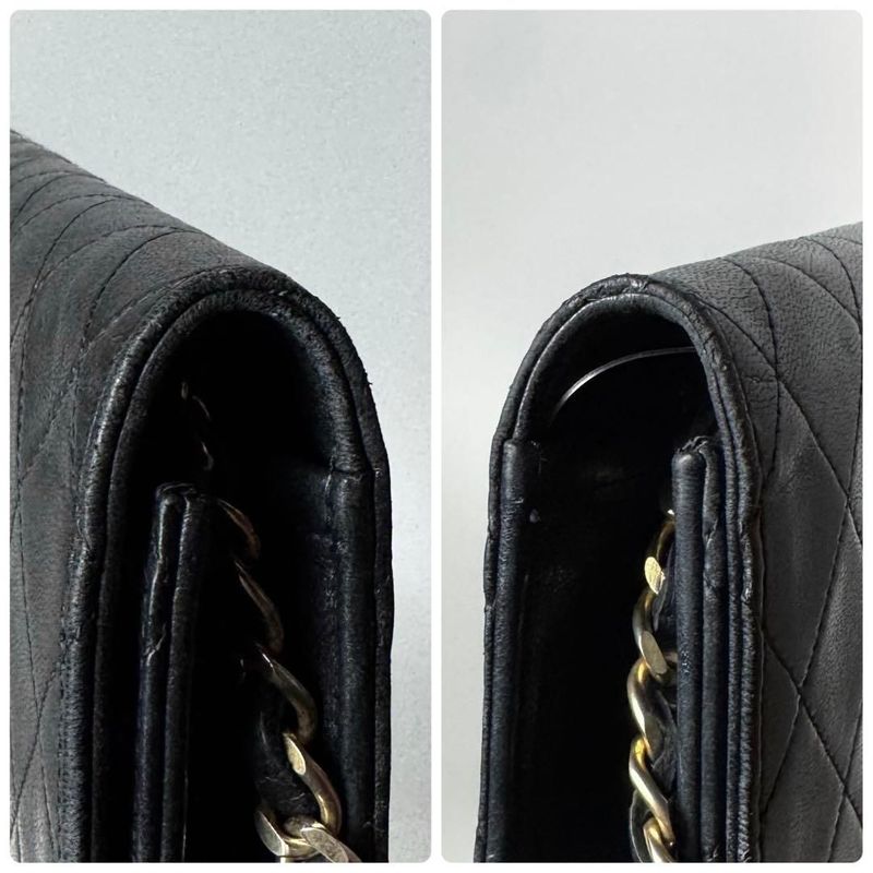 Chanel Quilted Chain Shoulder Bag Black Lambskin