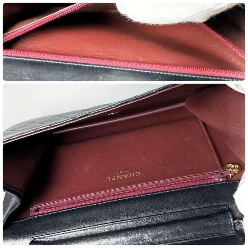 Chanel Quilted Chain Shoulder Bag Black Lambskin