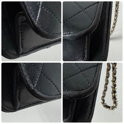 Chanel Quilted Chain Shoulder Bag Black Lambskin