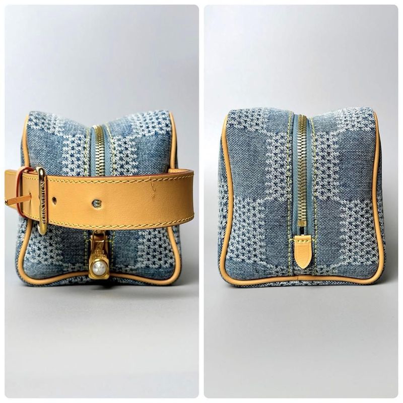 Louis Vuitton Damier Denim Rocker Dopp Kit Clutch