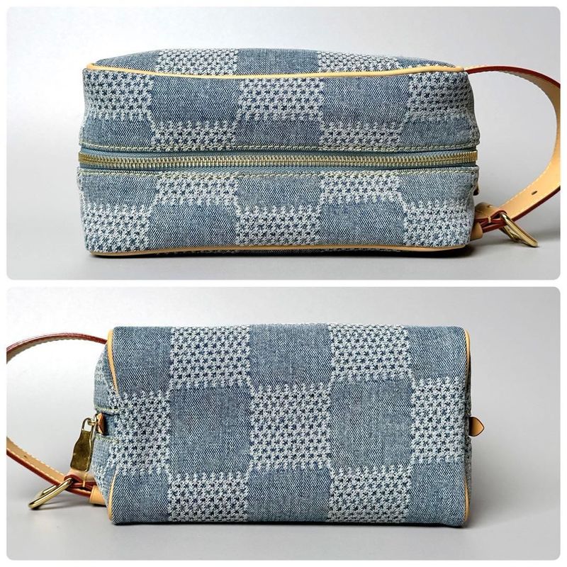 Louis Vuitton Damier Denim Rocker Dopp Kit Clutch