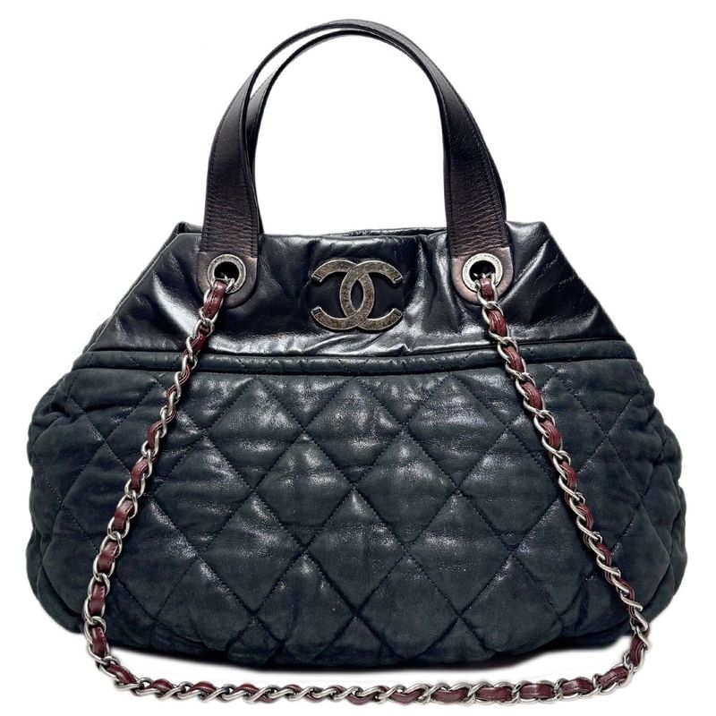 Chanel Bag Quilted Chain Shoulder in the Mix CC Logo Black Silver Sparkle