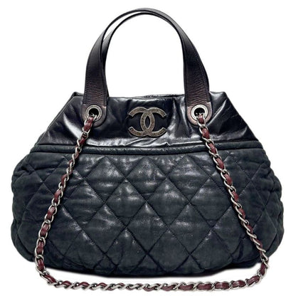 Chanel Bag Quilted Chain Shoulder in the Mix CC Logo Black Silver Sparkle