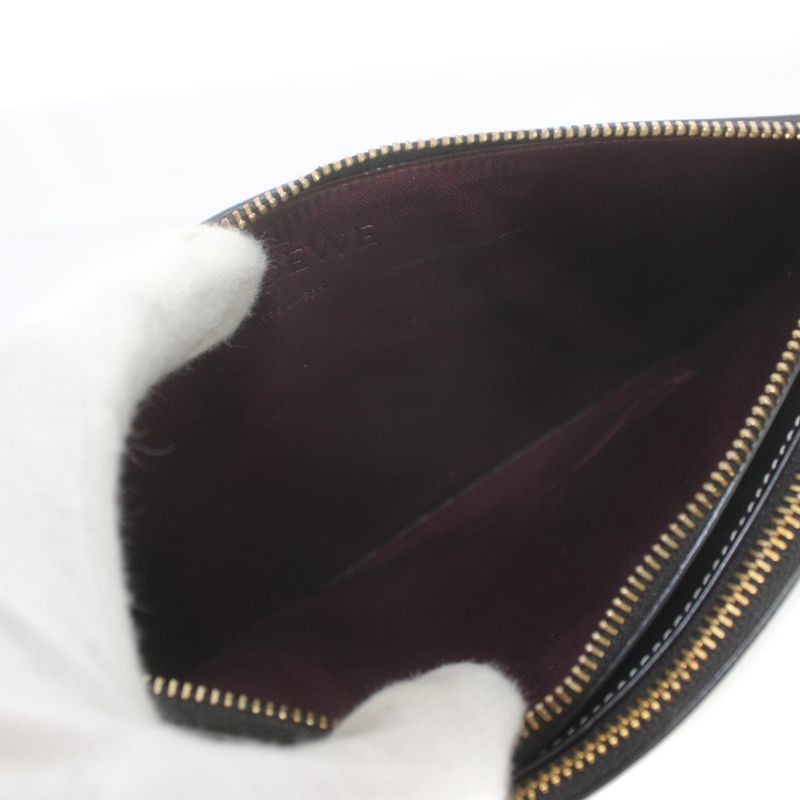 Loewe Gate Double Zip Pouch Shoulder Bag Leather Black