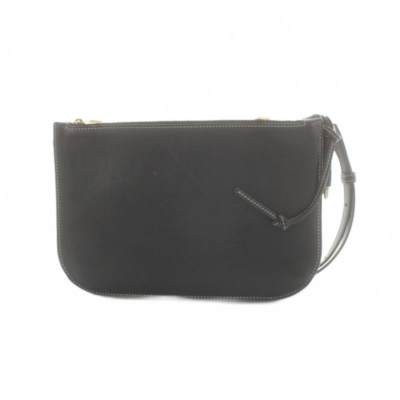 Loewe Gate Double Zip Pouch Shoulder Bag Leather Black