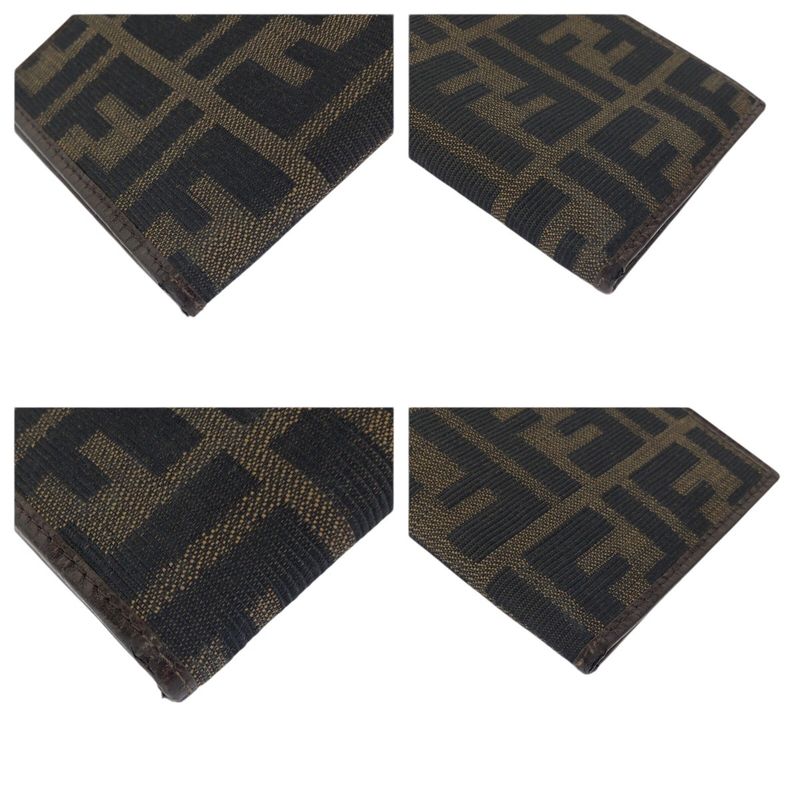Fendi Zucca Dark Brown Silver Canvas Leather Wallet