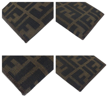 Fendi Zucca Dark Brown Silver Canvas Leather Wallet