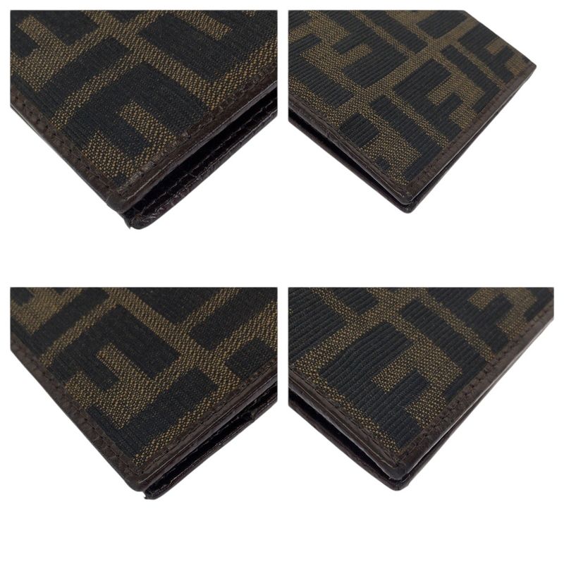 Fendi Zucca Dark Brown Silver Canvas Leather Wallet