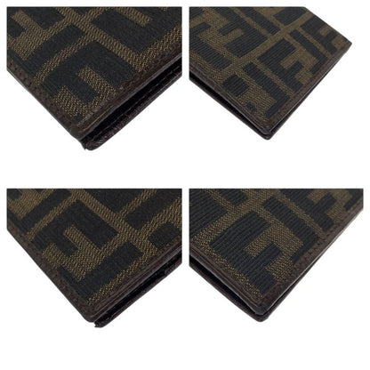 Fendi Zucca Dark Brown Silver Canvas Leather Wallet