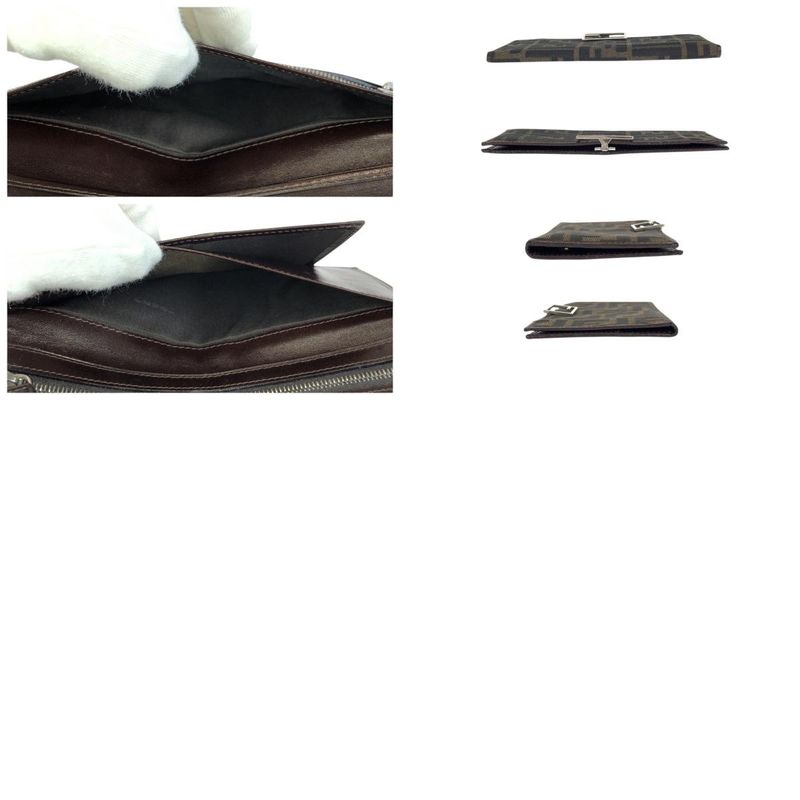Fendi Zucca Dark Brown Silver Canvas Leather Wallet
