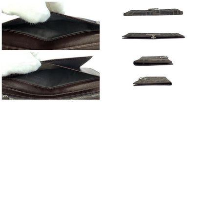 Fendi Zucca Dark Brown Silver Canvas Leather Wallet