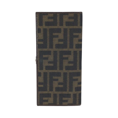 Fendi Zucca Dark Brown Silver Canvas Leather Wallet