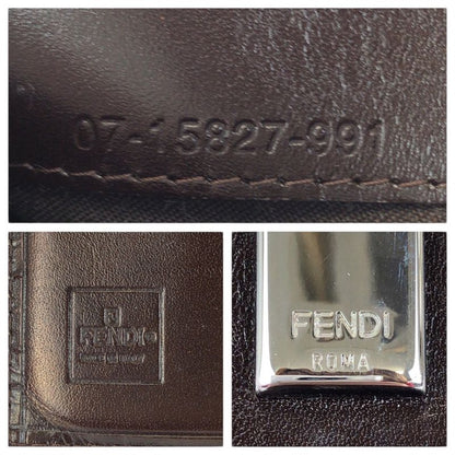 Fendi Zucca Dark Brown Silver Canvas Leather Wallet