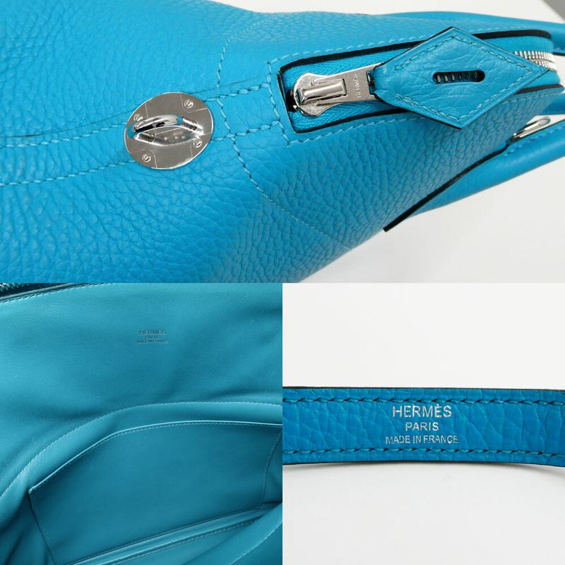 Hermes Bolide 31 Turquoise Taurillon Clemence Handbag 2-Way