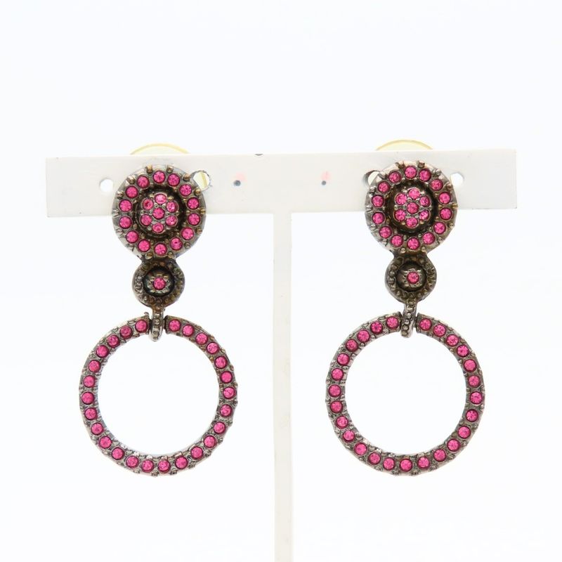 Dior Earrings Metal Rhinestone Pink