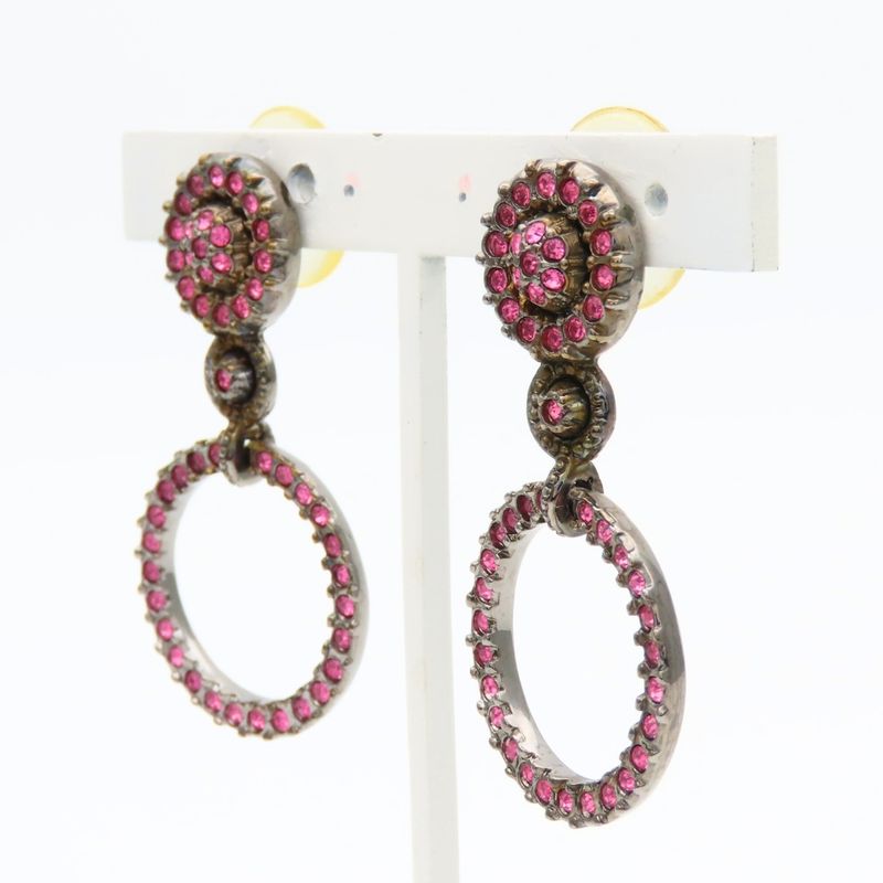 Dior Earrings Metal Rhinestone Pink