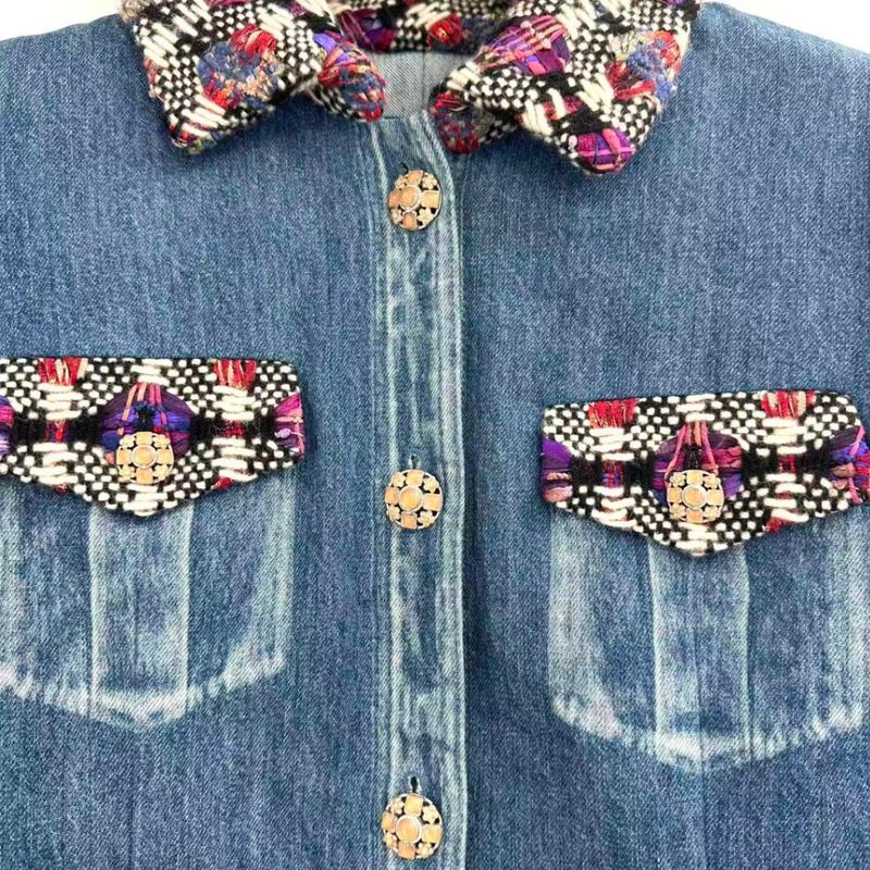 Chanel Jacket Denim Tweed Gripoix Blue
