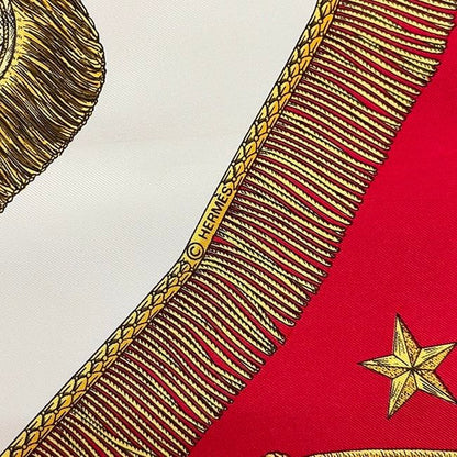 Hermes Scarf Carre 90 Red White Gold Poste Et