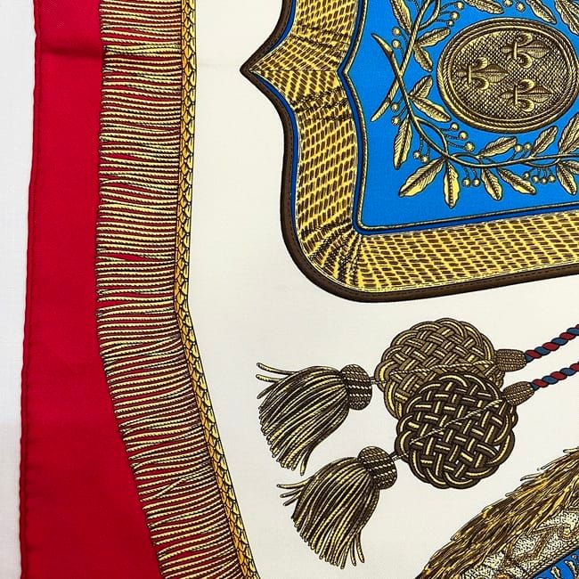 Hermes Scarf Carre 90 Red White Gold Poste Et