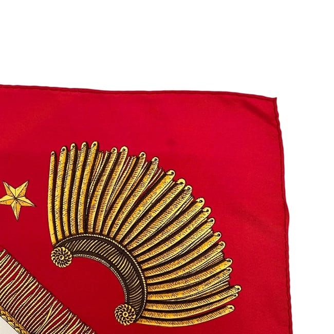 Hermes Scarf Carre 90 Red White Gold Poste Et