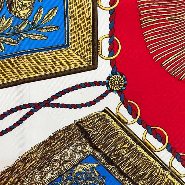 Hermes Scarf Carre 90 Red White Gold Poste Et