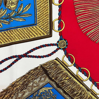 Hermes Scarf Carre 90 Red White Gold Poste Et