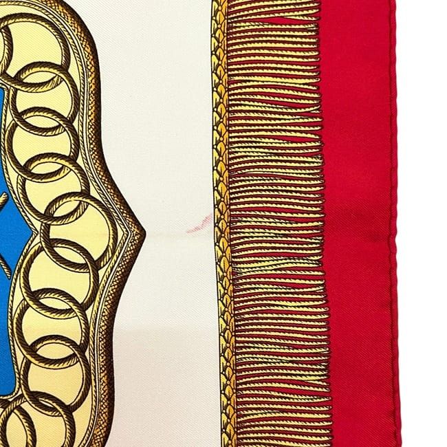 Hermes Scarf Carre 90 Red White Gold Poste Et