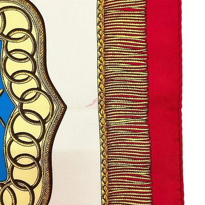 Hermes Scarf Carre 90 Red White Gold Poste Et