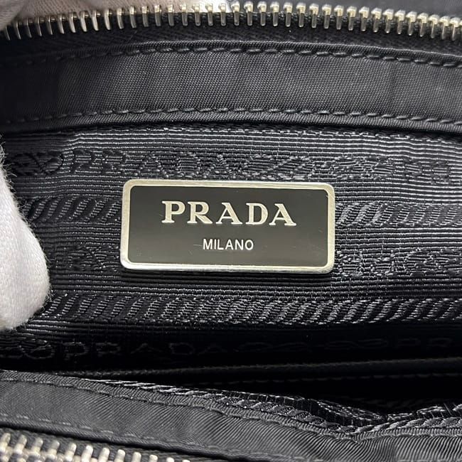 Prada Tote Chainto Black Nero Tessuto