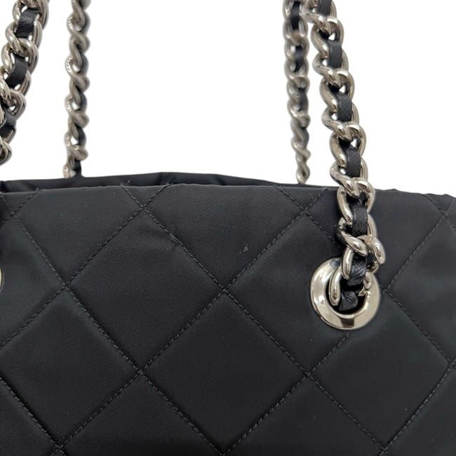 Prada Tote Chainto Black Nero Tessuto