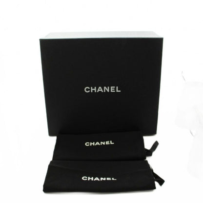 Chanel CC Logo Short Boots Pearl Wedge Sole Thick Leather 35 Black