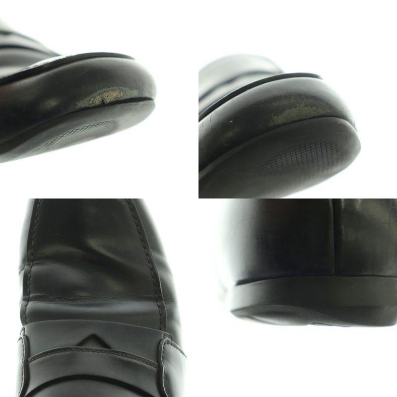 Prada Brushed Leather Loafers Moccasins Cowhide 6 Black