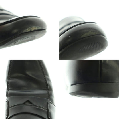 Prada Brushed Leather Loafers Moccasins Cowhide 6 Black