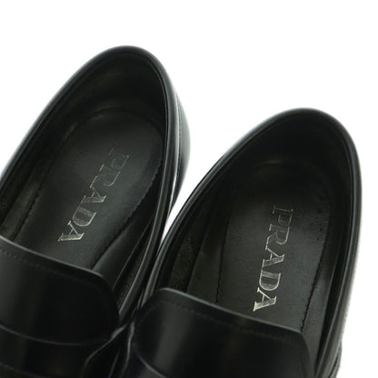 Prada Brushed Leather Loafers Moccasins Cowhide 6 Black