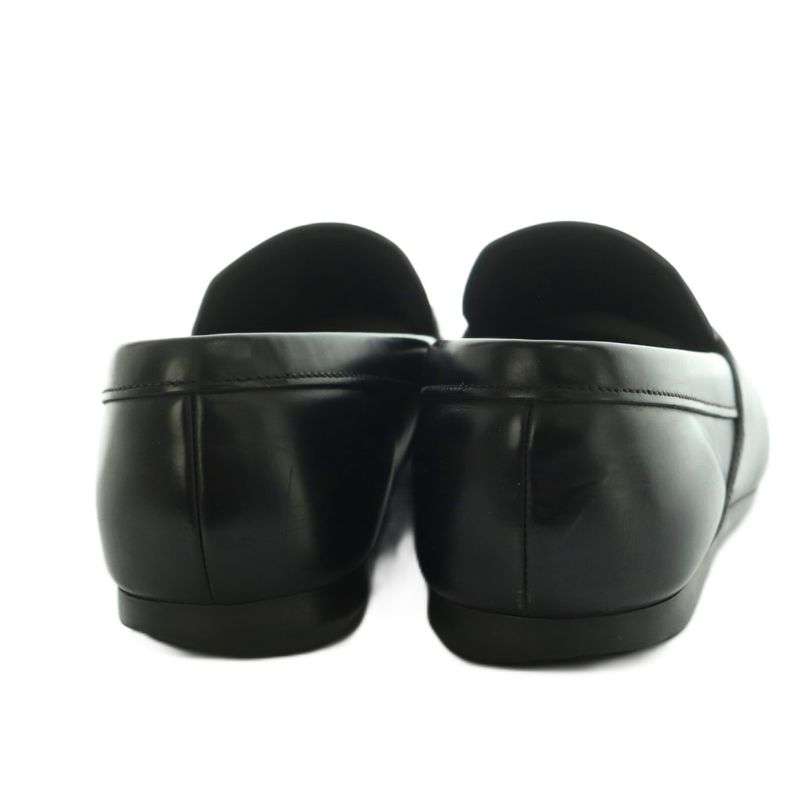 Prada Brushed Leather Loafers Moccasins Cowhide 6 Black