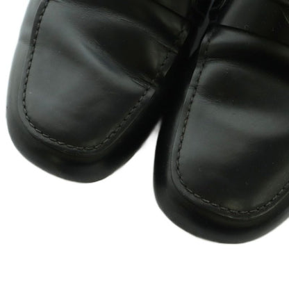 Prada Brushed Leather Loafers Moccasins Cowhide 6 Black