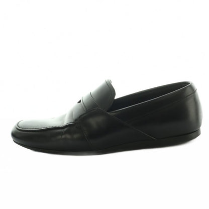Prada Brushed Leather Loafers Moccasins Cowhide 6 Black