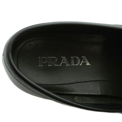 Prada Brushed Leather Loafers Moccasins Cowhide 6 Black