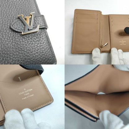 Louis Vuitton Bifold Wallet LV Vertical Compact Noir Black Taurillon Leather